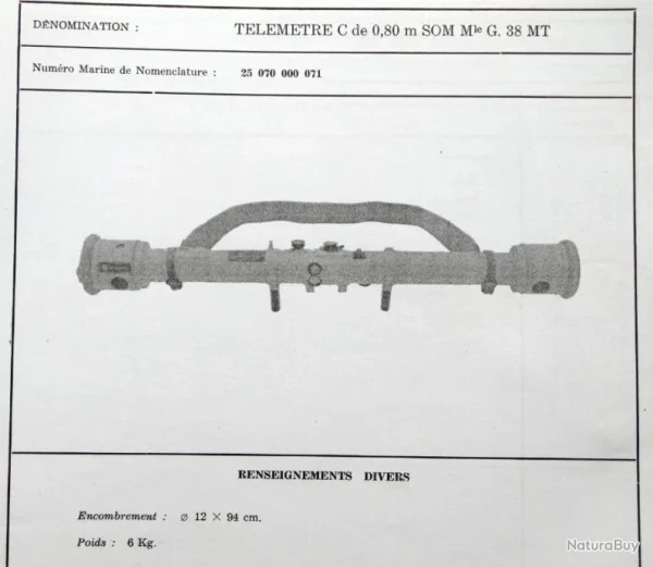 grand choix TREPIED TELEMETRE ARTILLERIE 0.80 M — ARMEE + MARINE NATIONALE Modèle 1931 – ETAT NEUF DE STOCK #.4 6